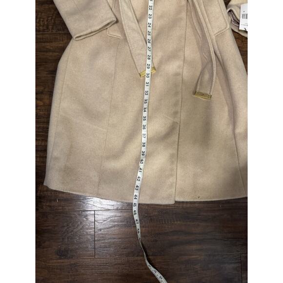 Black Rivet Cream Wool Blend Pea Coat Size S Belted Feminine Chic - Picture 7 of 15